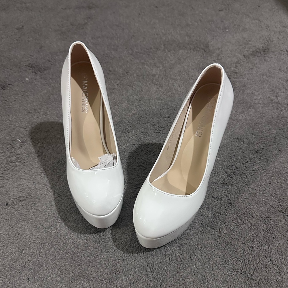 White Platform High Heel Pumps - Women Shoes
